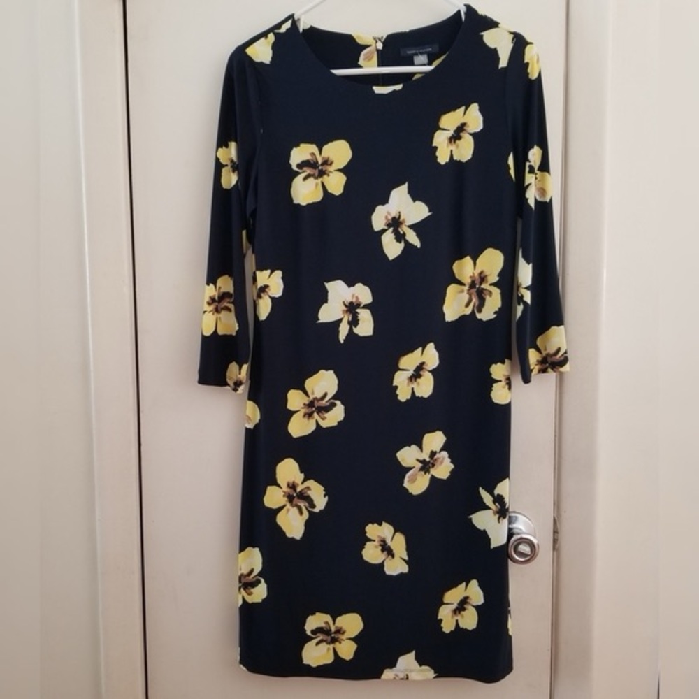 Tommy Hilfiger Navy Dress with Yellow Floral Print size 16